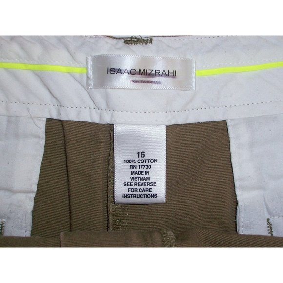 Isaac Mizrahi Shorts 16 Olive Green Cotton Canvas for Target - Picture 3 of 3